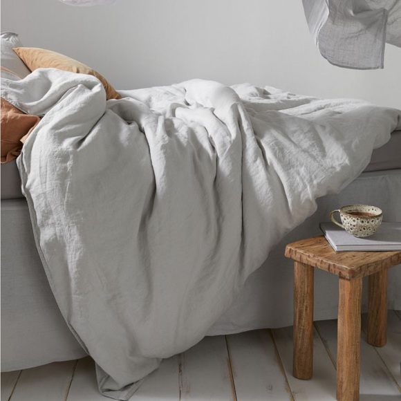 H&M Bedding Nwt Hm Linen Duvet Cover Set Queen Light Grey Flax
